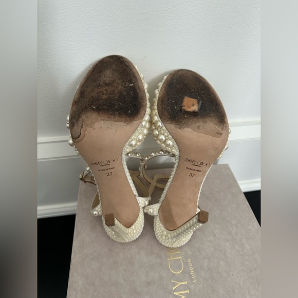 Jimmy Choo Sacora 100MM Embellished Sandals Size 37 - Picture 10 of 15